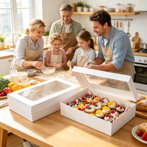 5 Pack 24 Count Standard Cupcake Boxes with Window & Inserts White - color: white
