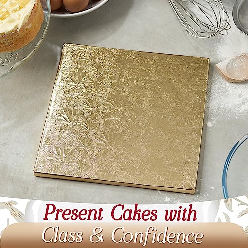 Cakebon Cake Boards 8" Gold Square Cake Drums 1/2" Wrapped Edge 1Pack - color: Gold, size: 8 Inch