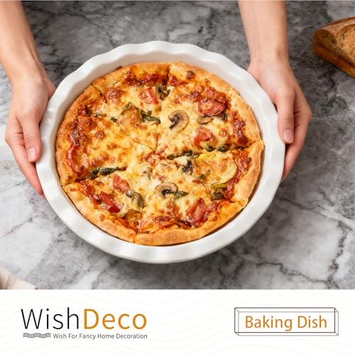 WishDeco Pie Pan for Baking Set of 2, Ceramic Baking Pan 9 Inch - color: White 2pcs