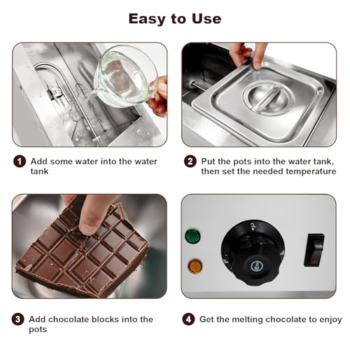 3 Tanks Chocolate Melting Pot, 1200W Commercial Chocolate Tempering Machine with Lid, Digital Temperature Control 86°f-185°f, 1.8QT x 3 Stainless Steel Tanks Food Warmer for Candy Cheese Sauce Making