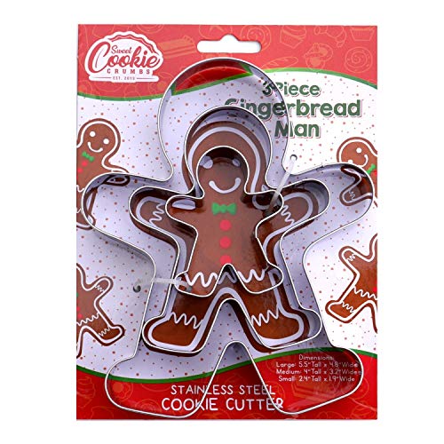 Gingerbread Man Cookie Cutter Set (Gingerbread Man 3 Piece), Premium Food-Grade Stainless Steel, Dishwasher Safe - color: Gingerbread Man, size: 3