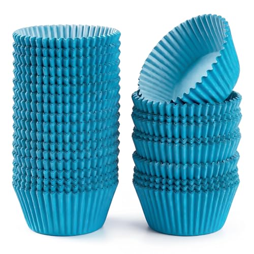 200 Paper Cupcake Liners, Muffin Liners or Baking Cups for Desserts, Muffins, Cupcakes and More Treats; Grease Proof, No Smell, Food Grade, Nut Serving Containers (Blue) - color: Blue