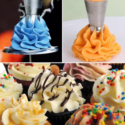 3Pcs/set Ball Russian Piping Tips,Stainless Steel Russian Piping Tips with 10Pcs Disposable Piping Bags,Cake Icing Nozzles Flower Cake Decorating Tips Kit For Baking