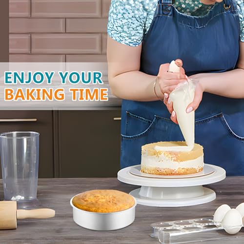 P&P CHEF 5 Inch Cake Pan Set, Round Baking Cake Pans, Silver & 2 Pcs - color: Silver, size: 5 Inch