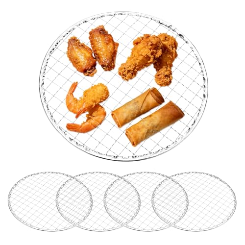M METERXITY 5 Pack Disposable Grill Toppers, Round 7.87'' Galvanized Grill Grates, Disposable Roasting Racks Replacement for Outdoor, BBQ, Camping, Picnics - size: 7.87''
