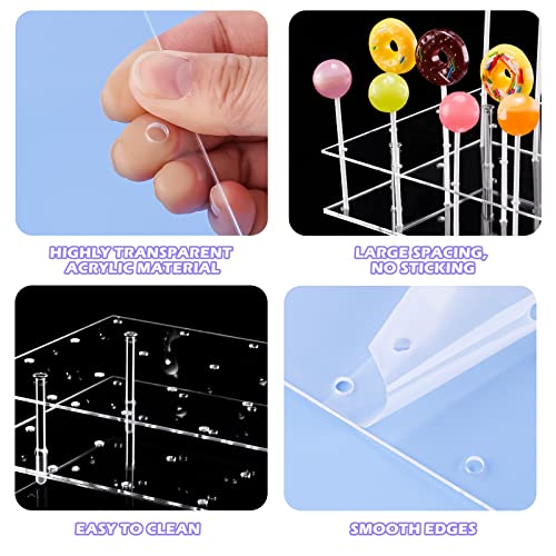 NiHome Rectangle Cake Pop Stand 24 Holes Acrylic Lollipop Holder Clear