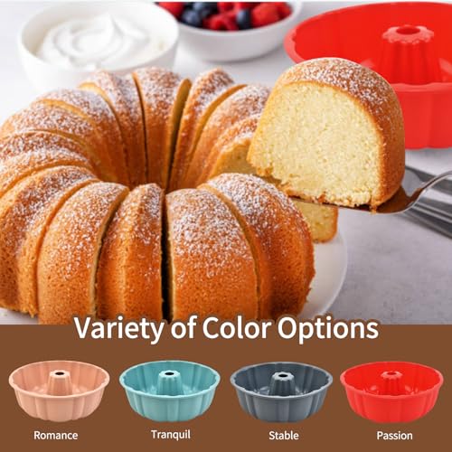 2 Pack Silicone Cake Pan,Jello Moldes Para Gelatinas，10 Inch,Red+Red - color: Red+Red