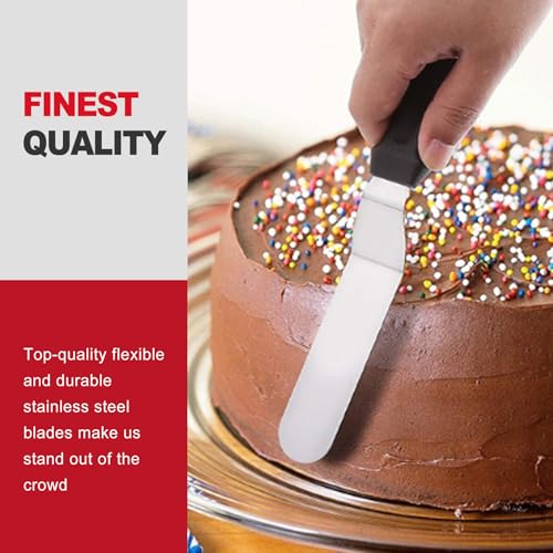 2 Piece Angled Icing Spatula Set (6" and 8"), Stainless Steel Offset Frosting Spatula with Ergonomic Handle, Cake Spatula for Cake Decorating and Baking, Ideal Icing Spatula for Cakes