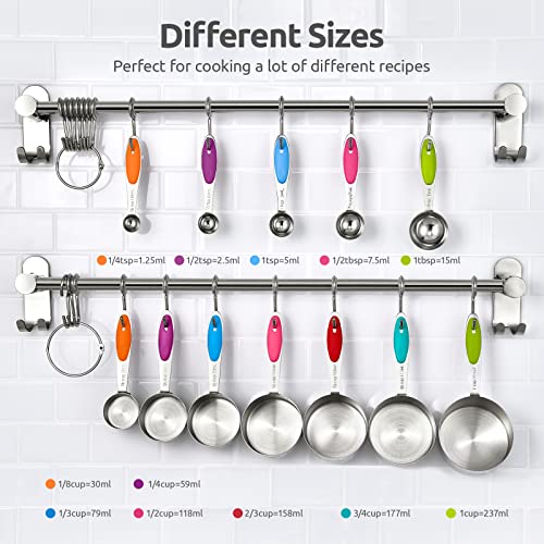 U-Taste Measuring Cups Spoons Set, 18/8 Stainless Steel, 12Pcs, Multicolor - color: Multicolors