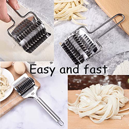 Pasta Noodle Cutter Stainless Steel Pasta Spaghetti Maker Noodle Lattice Roller Dough Cutter Masher Kitchen Tool