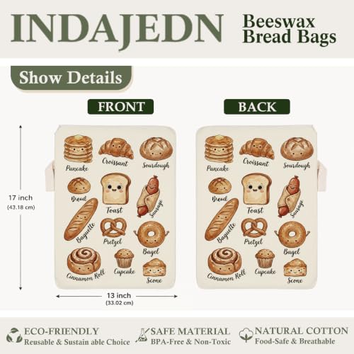 Funny Sourdough Baker Gifts Beeswax Bread Bags 2 Pack XL 13x17in - color: Funny Bread - Live Love Loaf