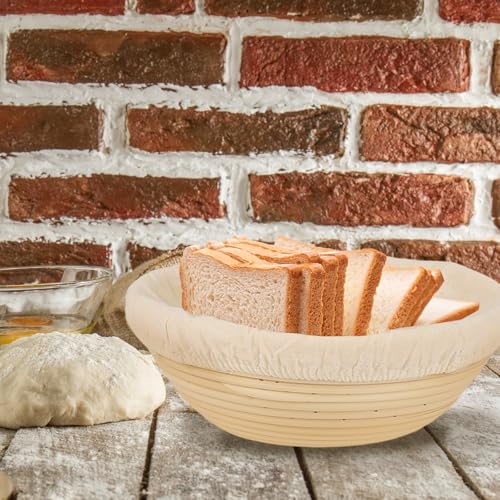 2 Pcs Round Bread Proofing Basket Cloth Liner - 9 Inch Natural Rattan Banneton Basket Cover for Sourdough Dough - color: 2pcs round 9IN