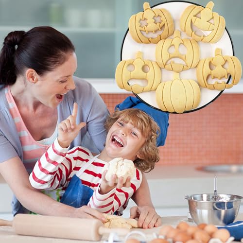 10 Pcs Mini Pumpkin Face Cookie Cutters DIY 3D Halloween Cookie Stamps - color: Halloween K-10