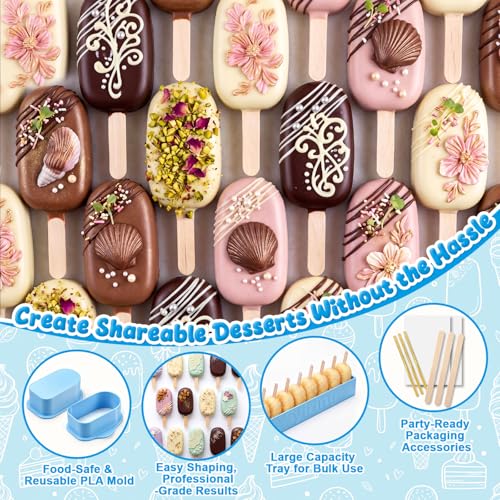 3in Cakesicle Cutter with 9in Tray, Cakesicle Mold Set, Blue - color: Blue, size: 3in, style: Single Slot