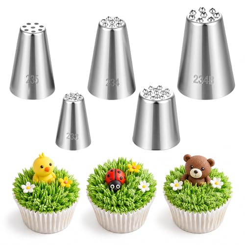 5 Pcs Grass Piping Tip, Grass Icing Nozzles Set