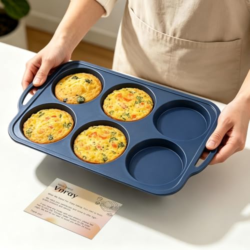 4 Inch Jumbo Silicone Muffin Top Pan with Frame Non Stick Egg Mold Baking - color: Gray
