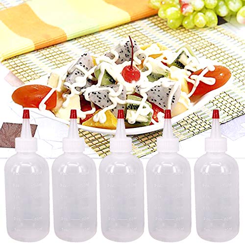 20 Pack 6-Ounce Plastic Squeeze Bottles with 20pcs Red Tip Caps and Measurement - Good for Crafts, Art, Glue, Multi Purpose Set of 20 with extra 6 Red Cap 36 Chalk Labels and 1 Pen - size: 6 Ounces (Pack of 20)