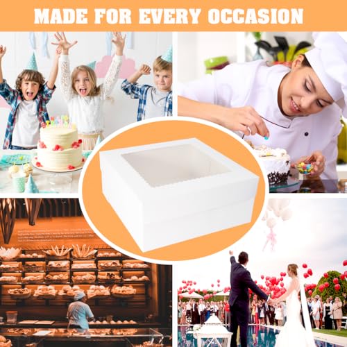 JJO Cake Boxes with Window 14x14x6 Inch 10 Pack,Wedding Cake Boxes