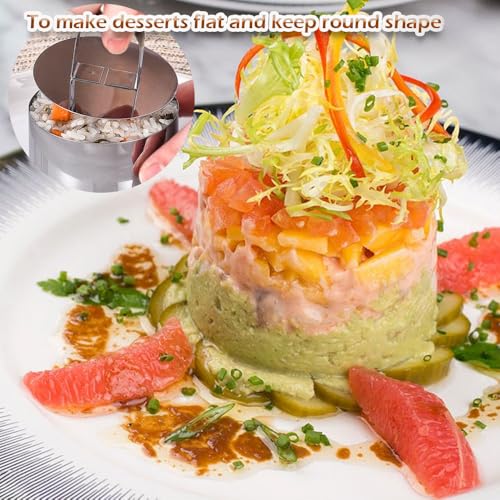 Round Cake Ring Molds, 4 inch Stainless Steel Food Rings Dessert Mousse Cooking Rings Mold Extra High 6cm with Pushers (Include 4 Rings & 2 Pushers) - size: Extra High 4-inch-6pcs