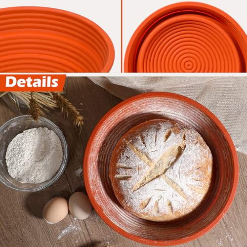 Webake 10" Large Round Silicone Bread Proofing Basket, Collapsible Silicone Banneton Basket for Sourdough Bread Baking, BPA-Free - style: Round L