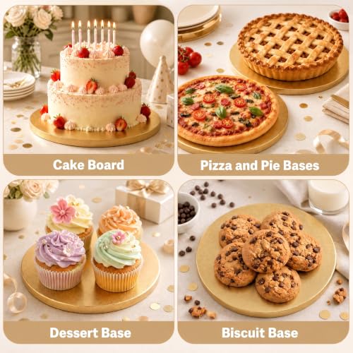 Cake Boards 10 & 12 inch Round, 10 Pack Gold Cake Drum 1/2" Thick Sturdy Corrugated Cardboard Round Cake Base for Birthday, Wedding, Dessert Decorating, Oil-Resistant - size: 10 Inch
