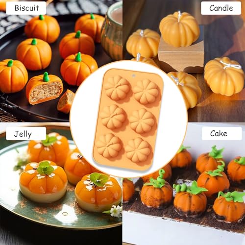 2 Pcs Pumpkin Silicone Molds for Chocolate 3D Fall Silicone Molds Halloween Thanksgiving Candy Baking Molds for Candy Ice Cube Cake Cupcake Decorations Jelly Jello Candle Soap - color: Styl 16