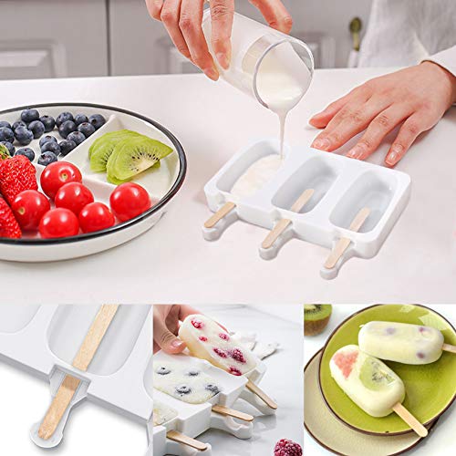 Ouddy Life Popsicle Molds Set of 2, Ice Pop Molds Silicone Cake Pop Mold - color: White