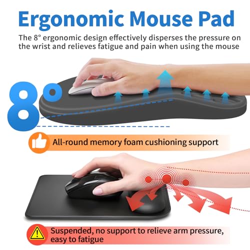 YIWEI Ergonomic Mouse Pad with Wrist Rest for Carpal Tunnel Pain Relief - color: Dark Gray