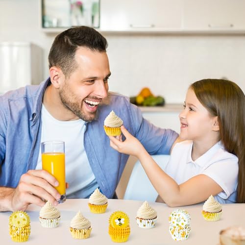 COcnny Bee Mini Cupcake Liners - 600pcs Summer Baking Cups Muffin Paper Cupcakes Wrappers for Birthday Party, Yellow Honey Candy Cake Chocolate Wrap Making Supplies for Baby Shower Wedding (10 Styles) - style: Mini Bee