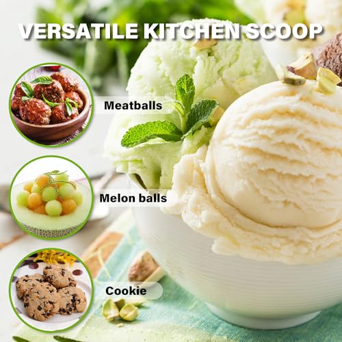 Ice Cream Scoop with Trigger, 5 Tbsp Cookie Scoop for Baking, 2.45 Oz Cookie dough Scooper, Large Ice Cream Scooper, Stainless Steel Portion Scoop, 72.7 ml - size: 4.9 tsp (65 mm)