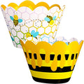 Tenare 48 Pcs Honey Bee Cupcake Wrappers for Bee Party Baking Decor