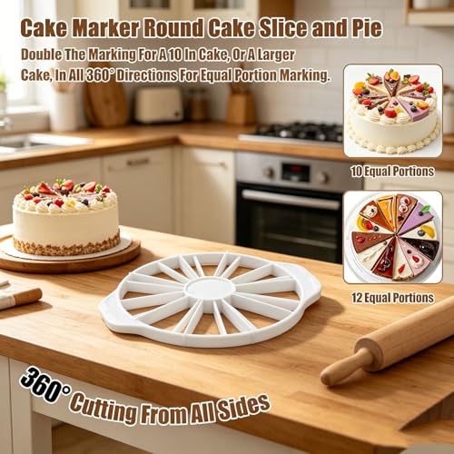 10.6 Inch Cake Portion Cutter 10 and 12 Slice Marker with Handles