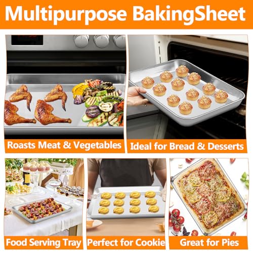 3 Pack Baking Sheet, Stainless Steel Baking Sheet Pan, 9/12/16 In