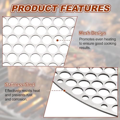PATIKIL Round Barbecue Grill Mesh Grate, 8" Circular Stainless Steel BBQ Mesh Rack Circular Hole Round Barbecue Grilling Net for Outdoor Camping Home Party Family Gatherings - size: 8 inch