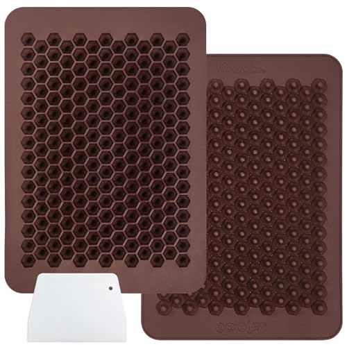 Webake Chocolate Chip Mold 202 Cavity Silicone Mini Candy Molds LFGB 2 Pack For Non Dairy & Sugar Organic Chocolate Chips & Mini Gumdrop, Ganache, Small Dot Cake Decoration (1 Scraper Included) - style: Chocolate Chip