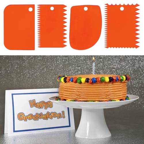 Cake Scraper, 6 Pcs Cake Smoother Scraper, Dough Scraper Orange - color: Orange