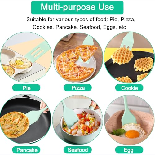 Small Silicone Spatula Set, Mini Spatulas for Baking, Cooking, Serving - color: Green