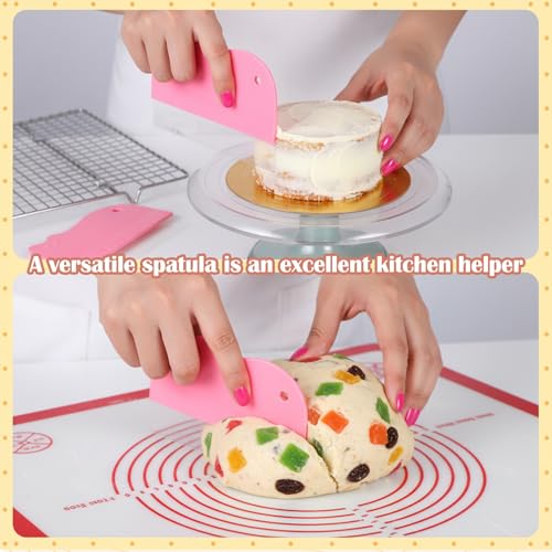 Ymapinc 7-Pack Cake Scraper Smoother with 5 Clear Scrapers - color: Pink