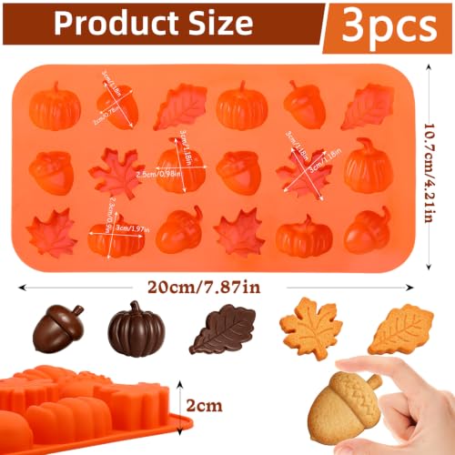 3Pack Fall Silicone Molds 18 Cavity Orange Thanksgiving