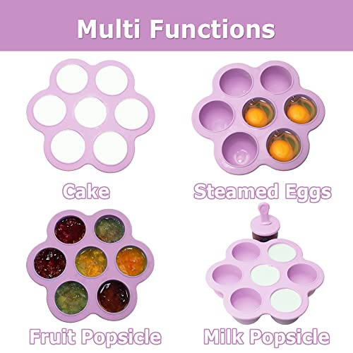 Silicone Popsicle Molds 7-cavity DIY Ice Pop Mold with Colorful Sticks For egg biting ice cream molds storage containers non stick cake molds (Purple) - color: Purple