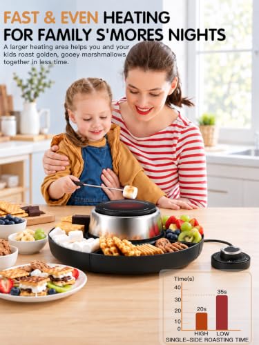 LUSHYUM Tabletop Indoor Electric S'mores Maker Kit, Flameless & Smokeless - color: Black - Smores