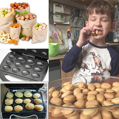 Walnut Cookie Maker 12 Holes Mold Maker Electric Walnut Cake Maker Mini Nut Waffle Bread Machine Sandwich Iron,Toaster Baking Breakfast Pan - color: 12 Holes Walnut Maker