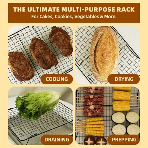 Cooling Rack 16"x10", 4-Tier Stackable & Collapsible Cooling Racks - color: Black, size: 4-Tier