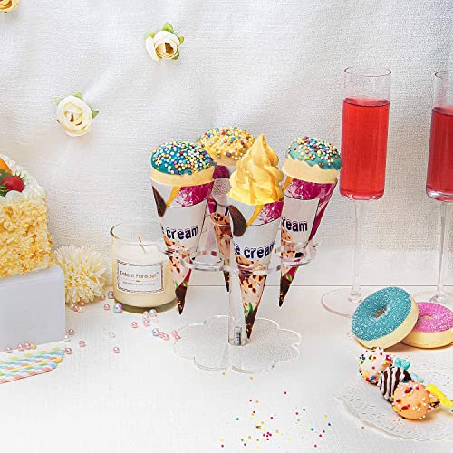 YestBuy 2 Pack Ice Cream Cone Holder Stand Cupcake Stand with 8 Holes Capacity Clear Clear Acrylic Cone Display Stand Weddings Baby Showers Birthday Parties Anniversaries Christmas Snack Tray - size: 8-Holes