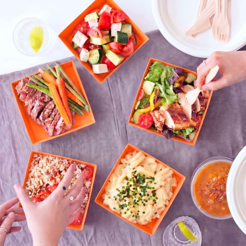 Jetec 150 Charcuterie Boxes with Clear Lids 4" Bakery, Orange White - color: Orange White