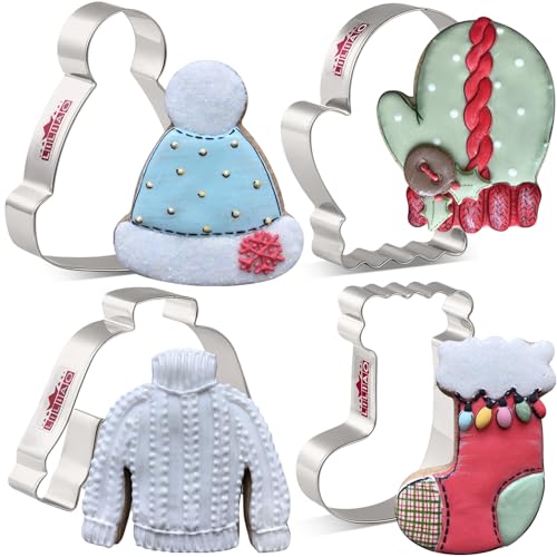LILIAO Winter Holiday Christmas Cookie Cutter Set, 4 Piece