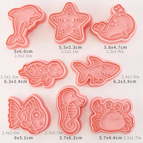 Ocean Creature Cookie Cutters 8Pcs Sea Animal Molds for Fondant Cookies - color: Ocean Creature