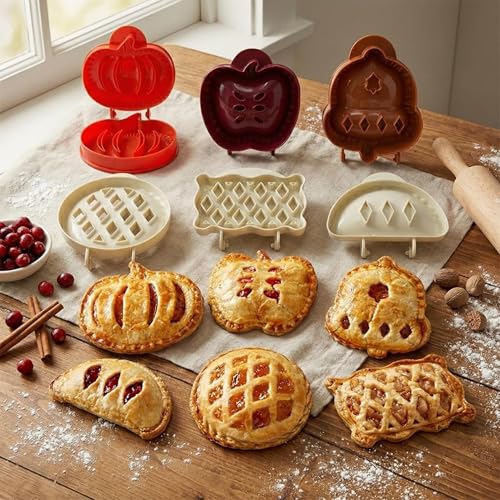 Holiday Mini Hand Pie Molds Set, Food-Grade ABS Non-Stick Maker (A+B-6Pcs) - color: A+B-6Pcs