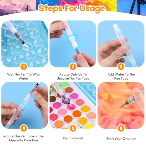 Taotree 48 Watercolor Paint Set with 10 Paint Brushes and Watercolor Book - color: 63 Multicolor