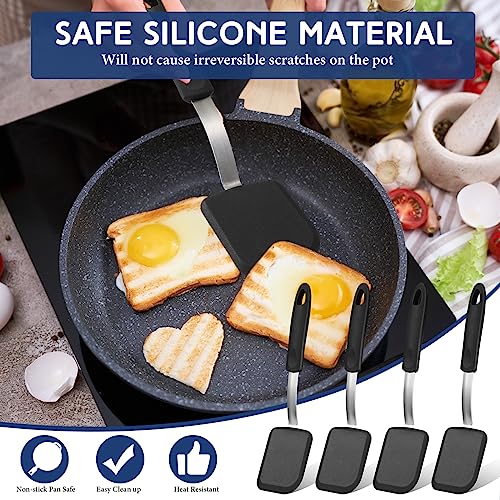 Gejoy 4 Pcs Silicone Turner Nonstick Flexible, Black - color: Black